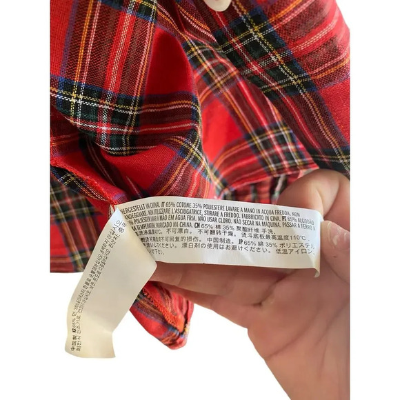 English Factory Plaid Button-Up Tartan Blouse Top Size Medium holiday - Picture 6 of 9